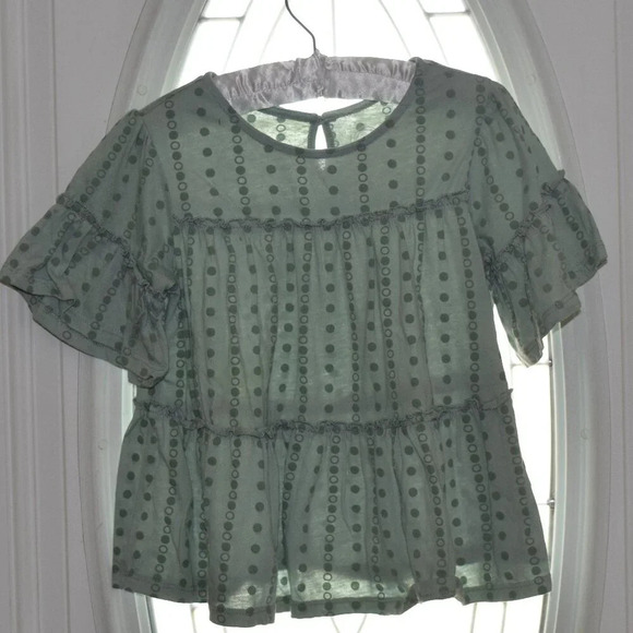 Wonder Nation Girls Blouse Sage Green Size S 6/6X - Picture 1 of 4